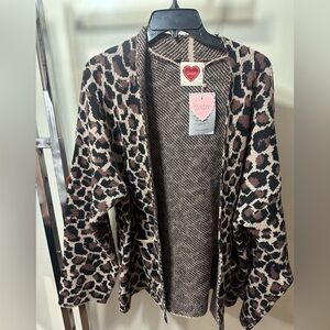 Leopard Print Open Front Cardigan
